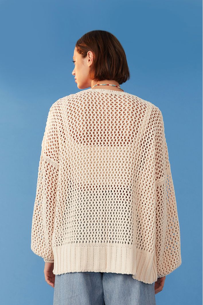 Cardigan Tricot Ponto Vazado
