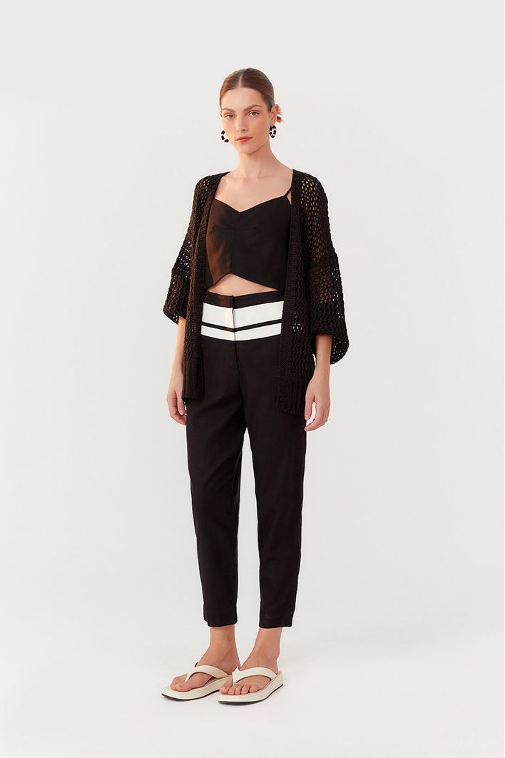 Cardigan Tricot Ponto Vazado