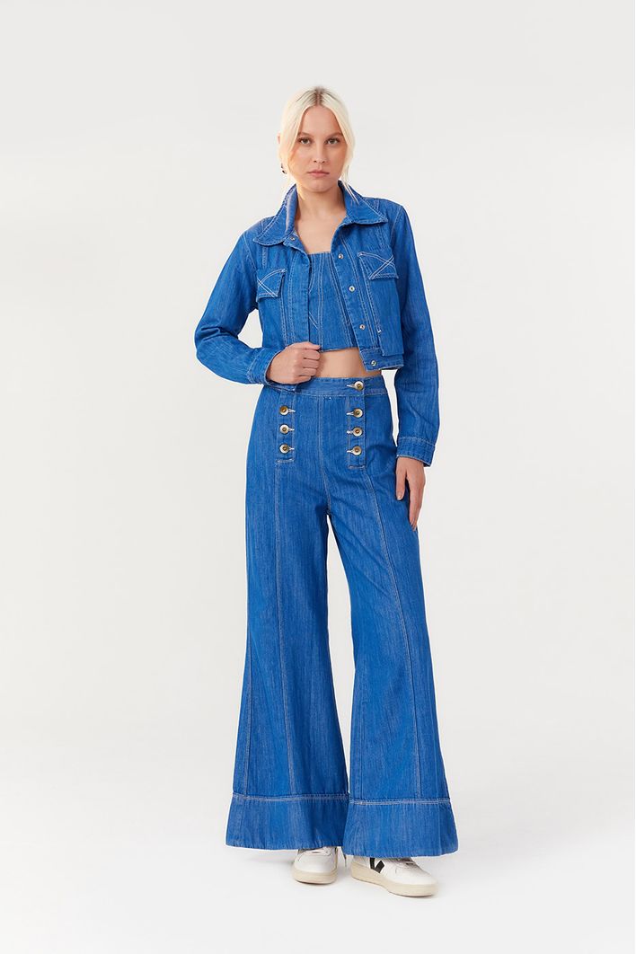 Jaqueta Jeans Blue Pespontos
