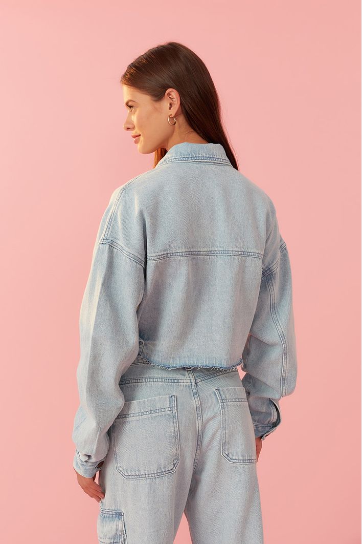 Jaqueta Jeans Bolsos Delavê
