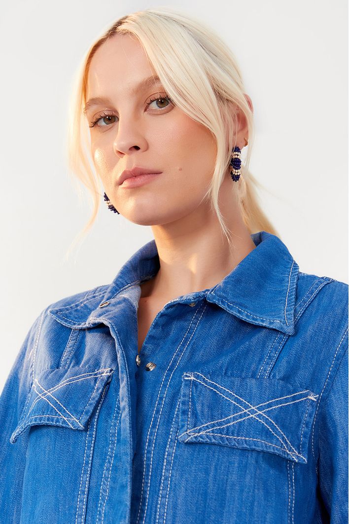 Jaqueta Jeans Blue Pespontos