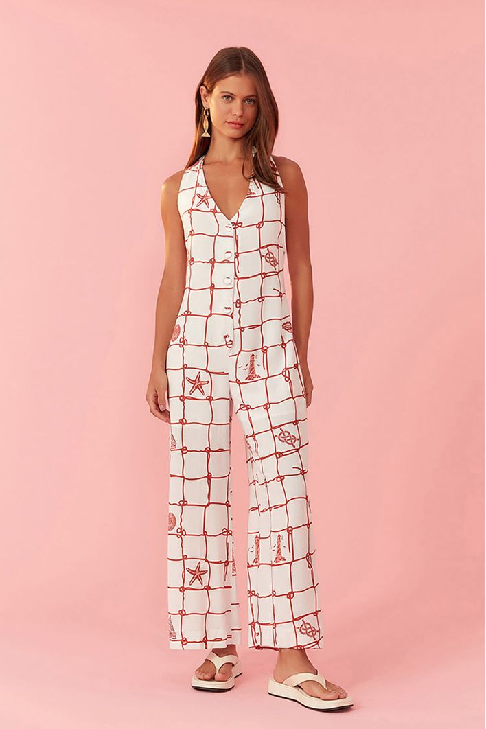 Macacão Cropped Estampa Marina