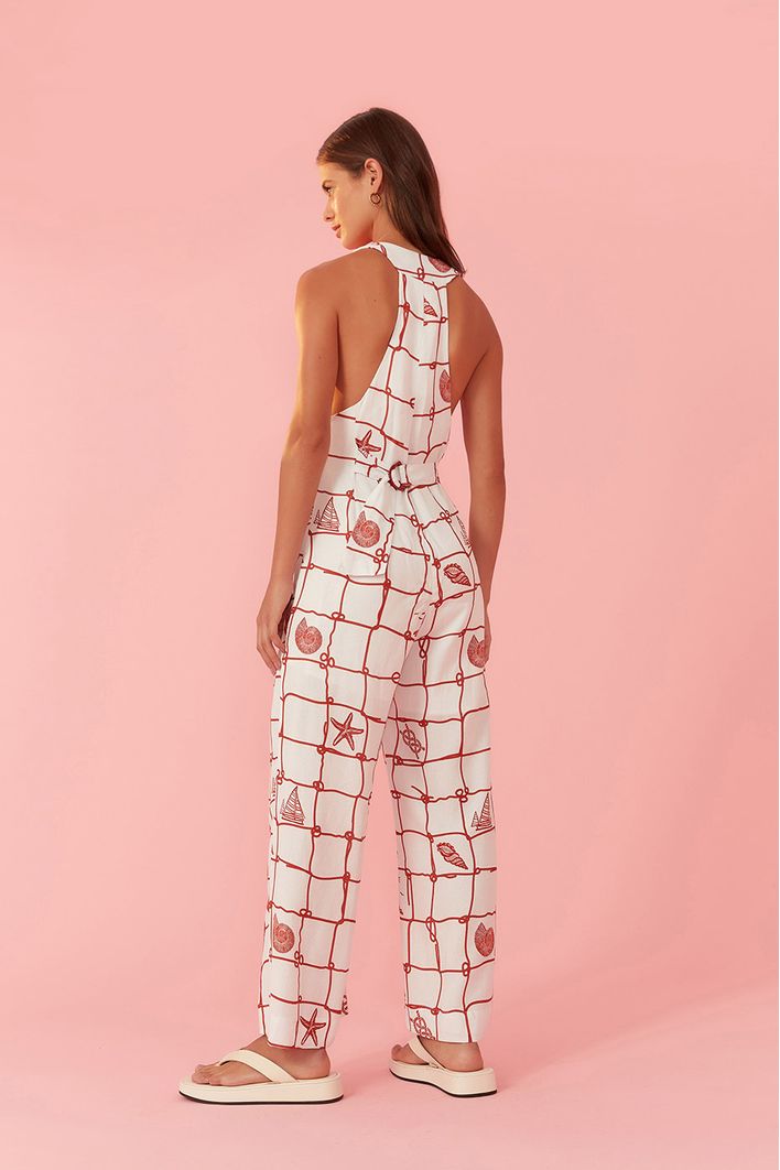Macacão Cropped Estampa Marina
