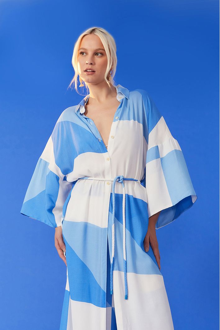 Kimono Com Top Estampa Veleiro
