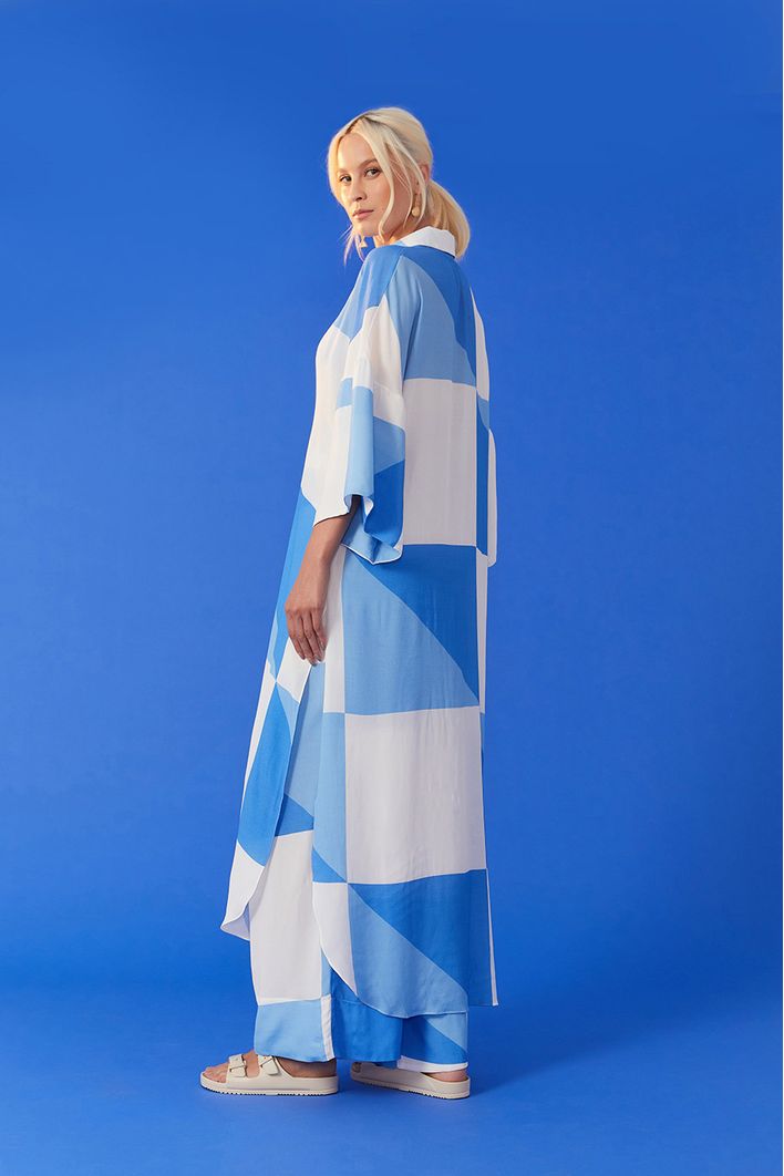 Kimono Com Top Estampa Veleiro