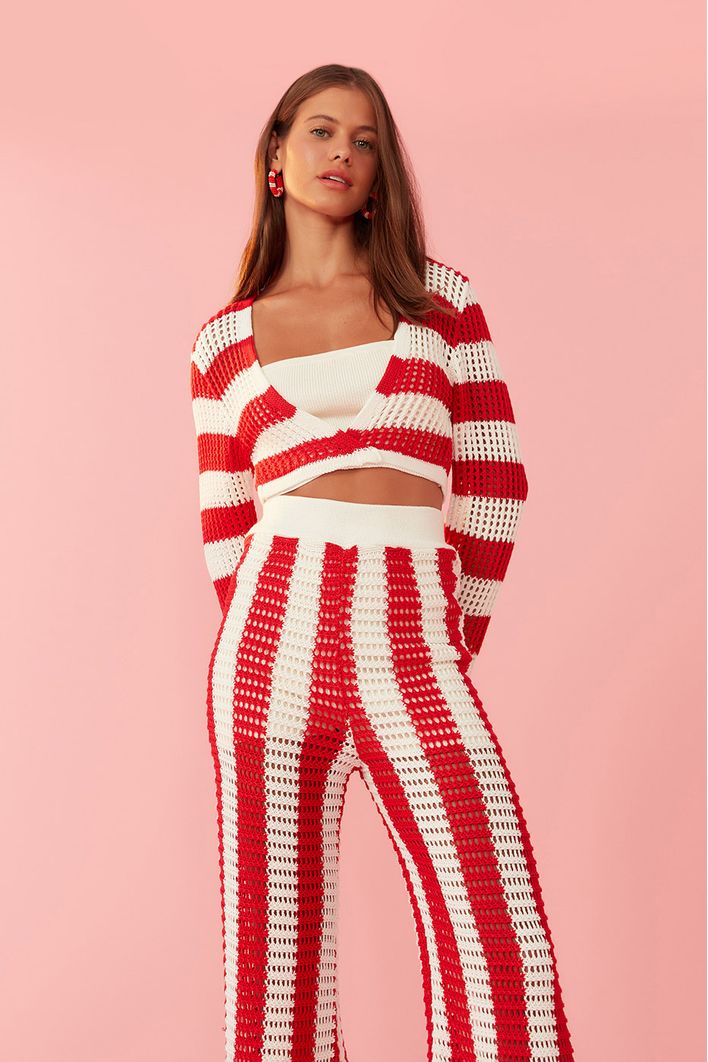 Calça Tricot Listrada