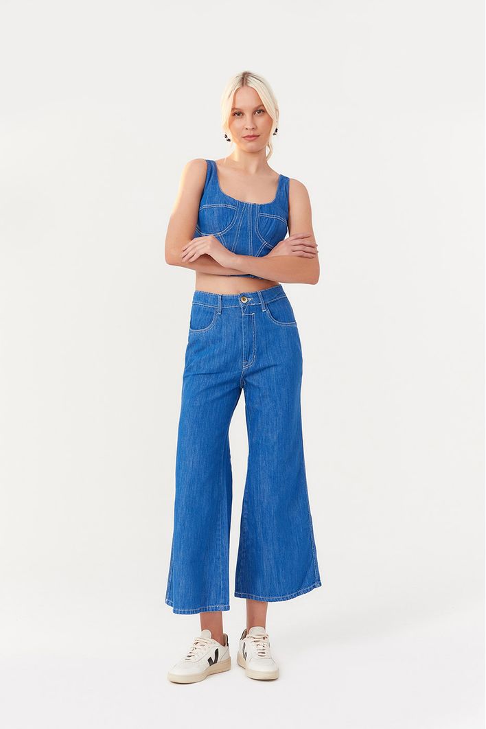 Calça Jeans Cropped Blue