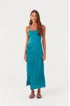 Vestido Midi Cetim Recorte Busto
