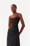 Vestido Midi Cetim Recorte Busto
