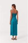 Vestido Midi Cetim Recorte Busto