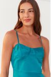 Vestido Midi Cetim Recorte Busto