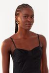 Vestido Midi Cetim Recorte Busto
