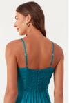 Vestido Midi Cetim Recorte Busto