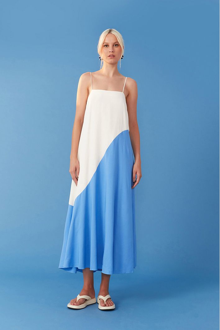 Vestido Longuete Bicolor