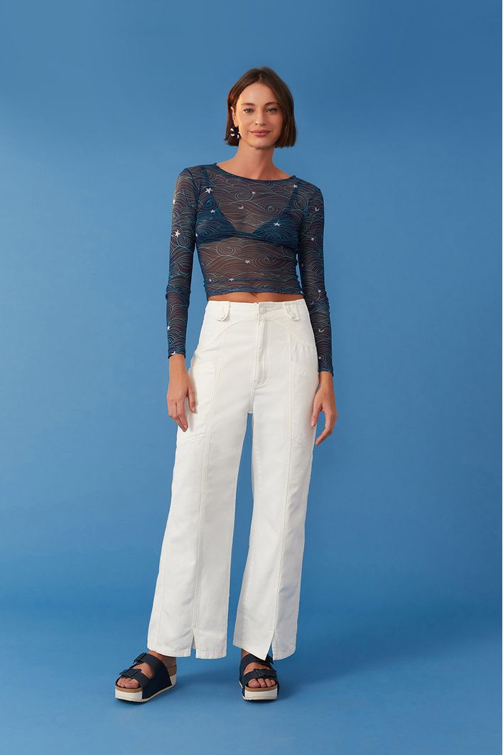 Blusa Com Sutien Estampa Maré Cheia