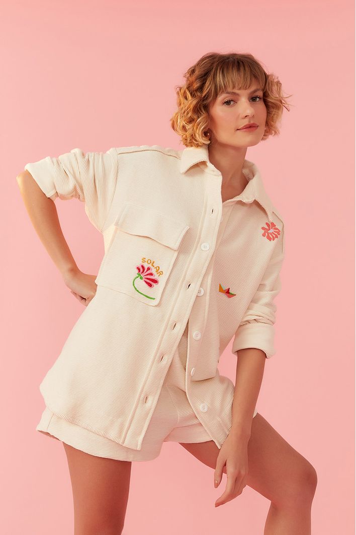 Camisa Textura Bordada