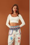 Blusa Cropped Canelada Decote U