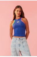 Blusa Regata Canelada Detalhe Retilínea
