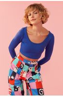 Blusa Cropped Canelada Decote U