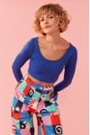 Blusa Cropped Canelada Decote U