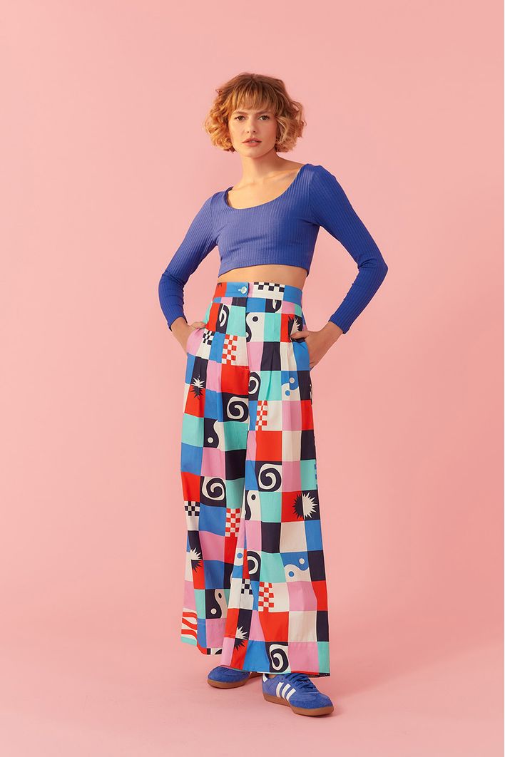 Blusa Cropped Canelada Decote U