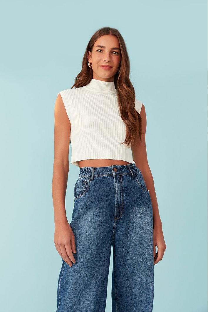 Blusa Tricot Gola Alta
