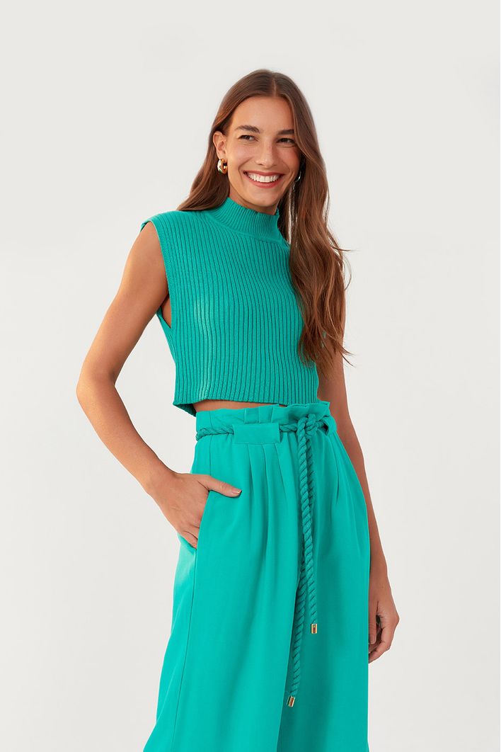 Blusa Tricot Gola Alta