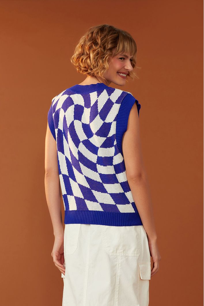 Colete Tricot Jacquard Waves