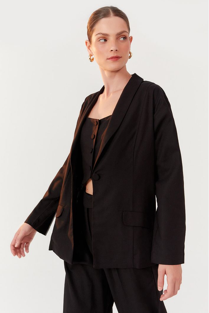 Blazer Linho Bolsos