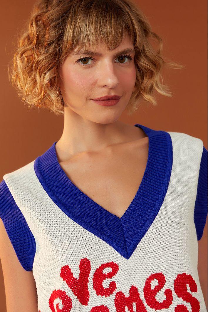 Colete Tricot Jacquard Waves