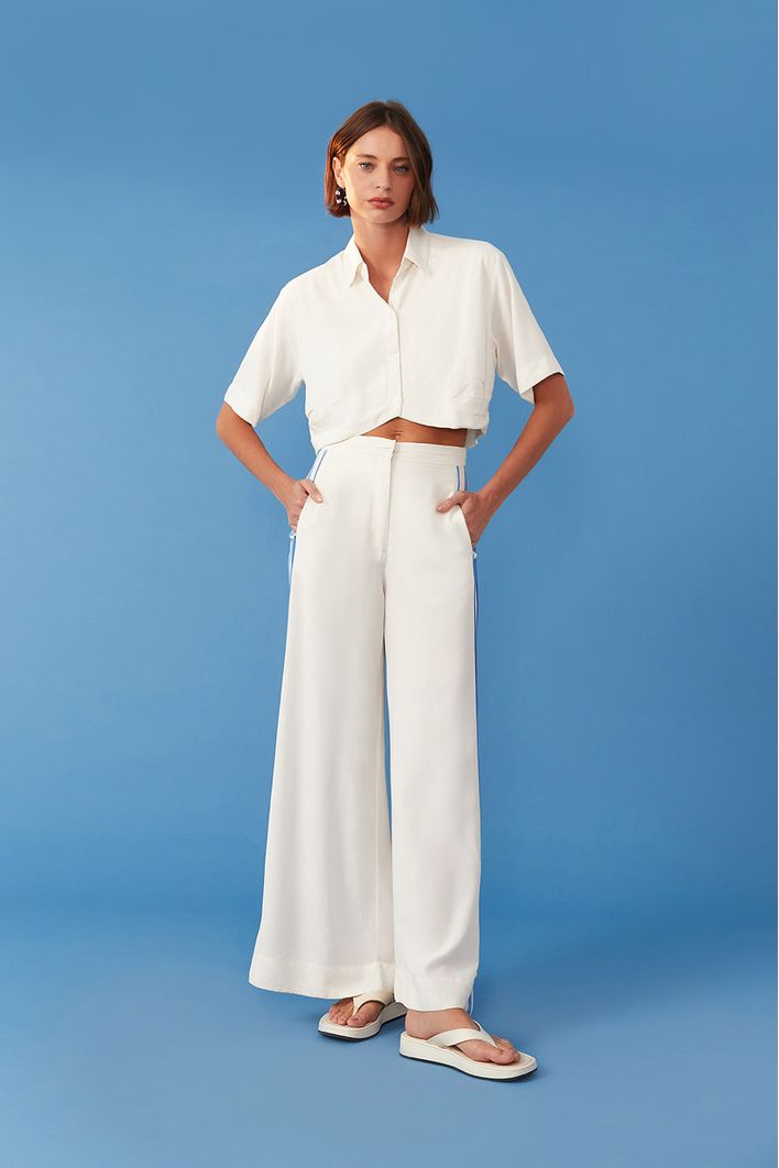 Calça Pantalona Vies Lateral