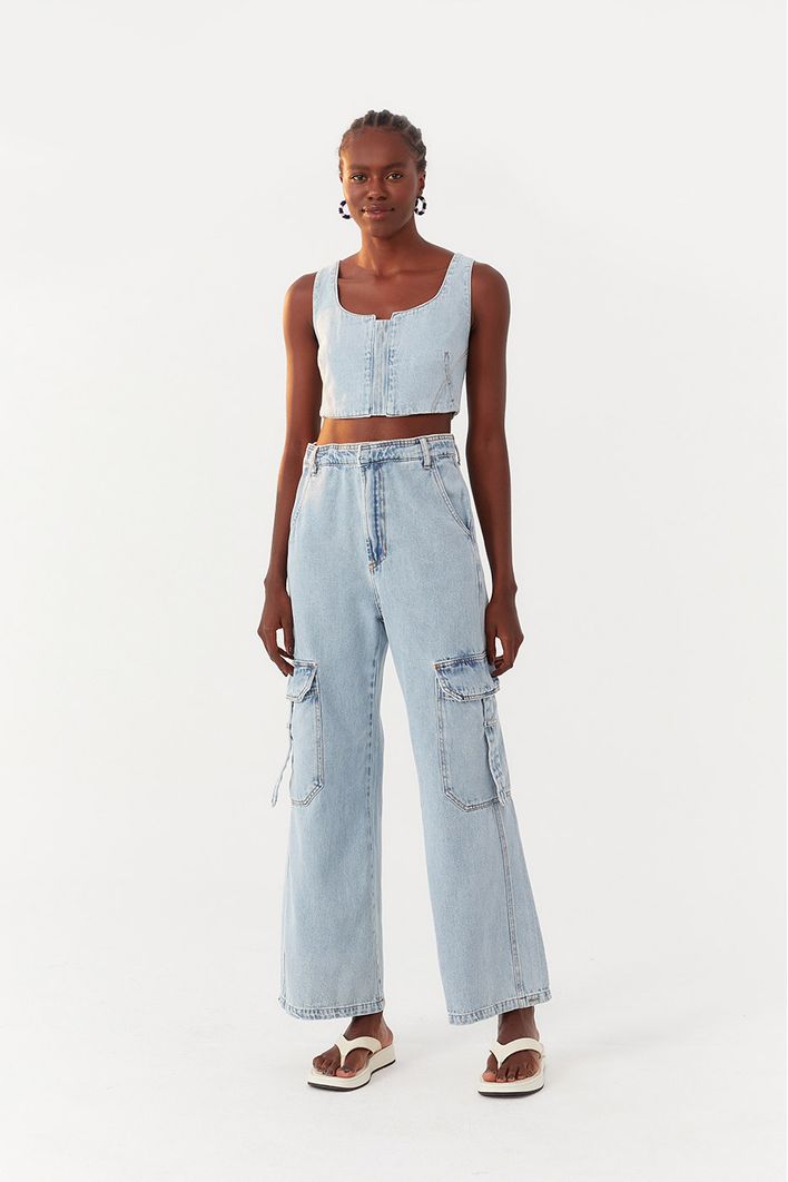 Calça Jeans Cargo