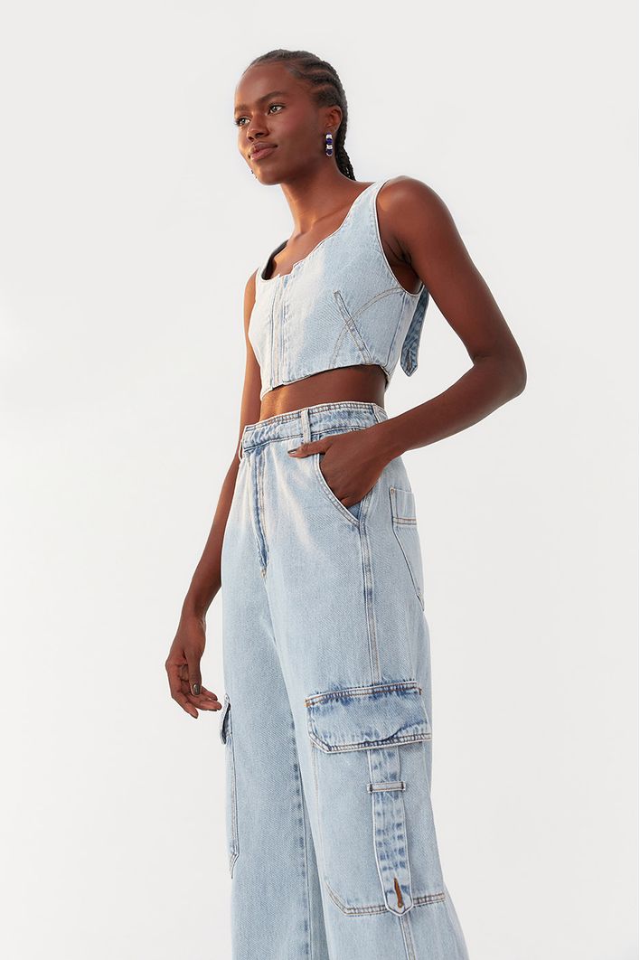 Calça Jeans Cargo
