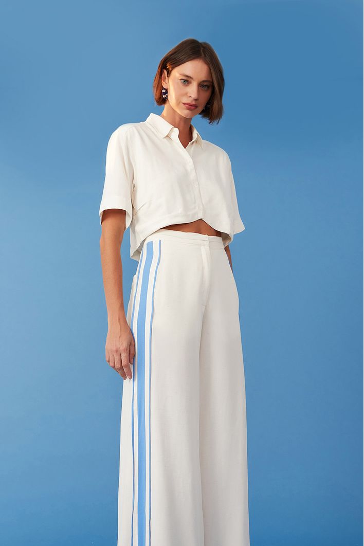 Calça Pantalona Vies Lateral