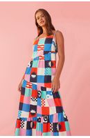Vestido Cropped Estampa Xadrez Navy