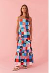 Vestido Cropped Estampa Xadrez Navy