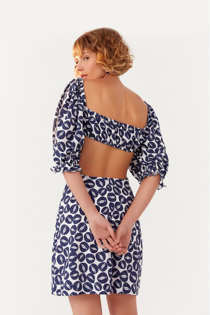 Vestido Curto Estampa Peixinhos