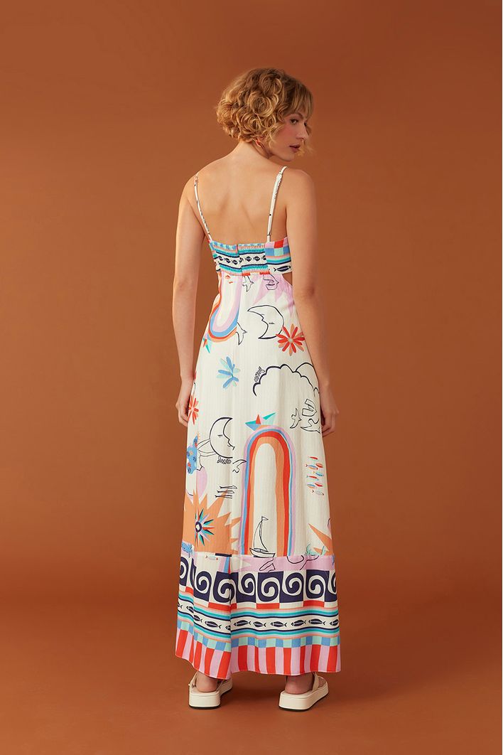 Vestido Midi Estampa Mar Aberto