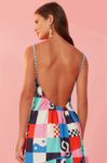 Vestido Cropped Estampa Xadrez Navy