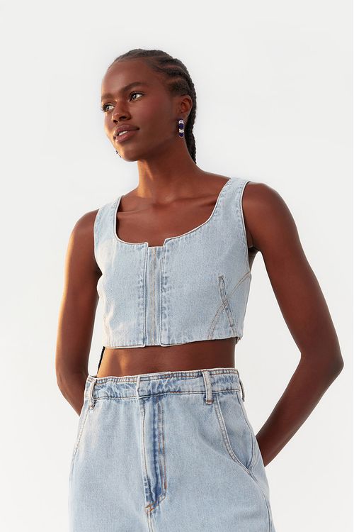 Blusa Jeans Reta