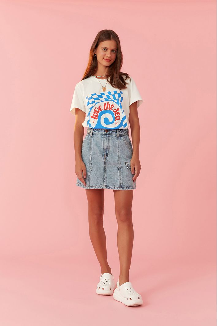 Saia Jeans Lapela