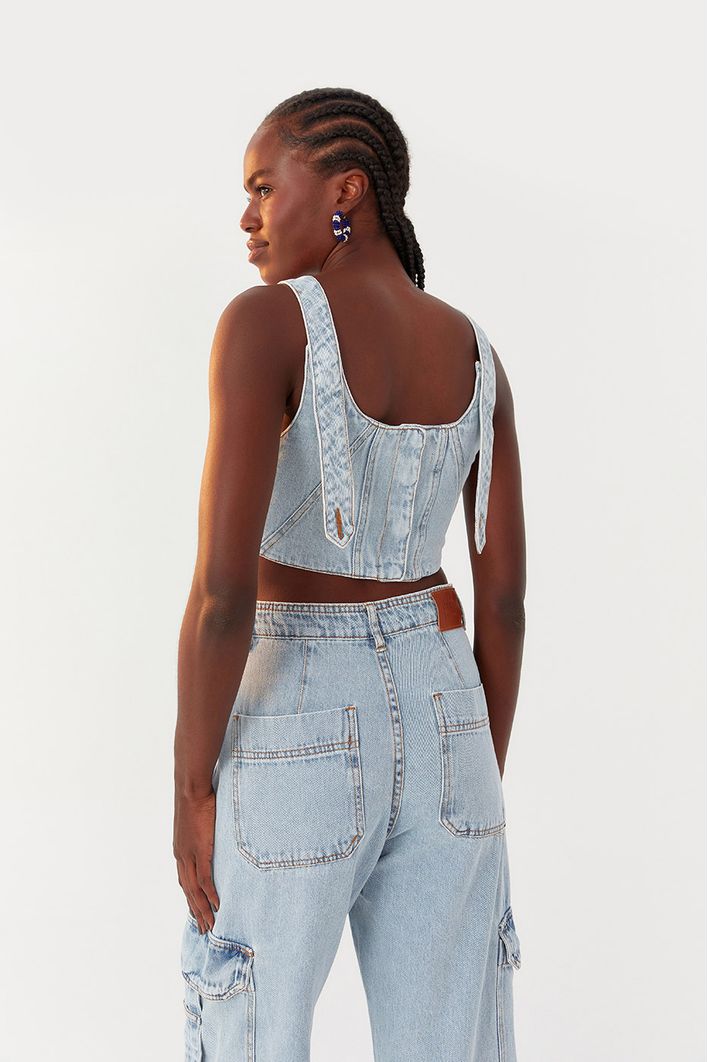 Blusa Jeans Reta