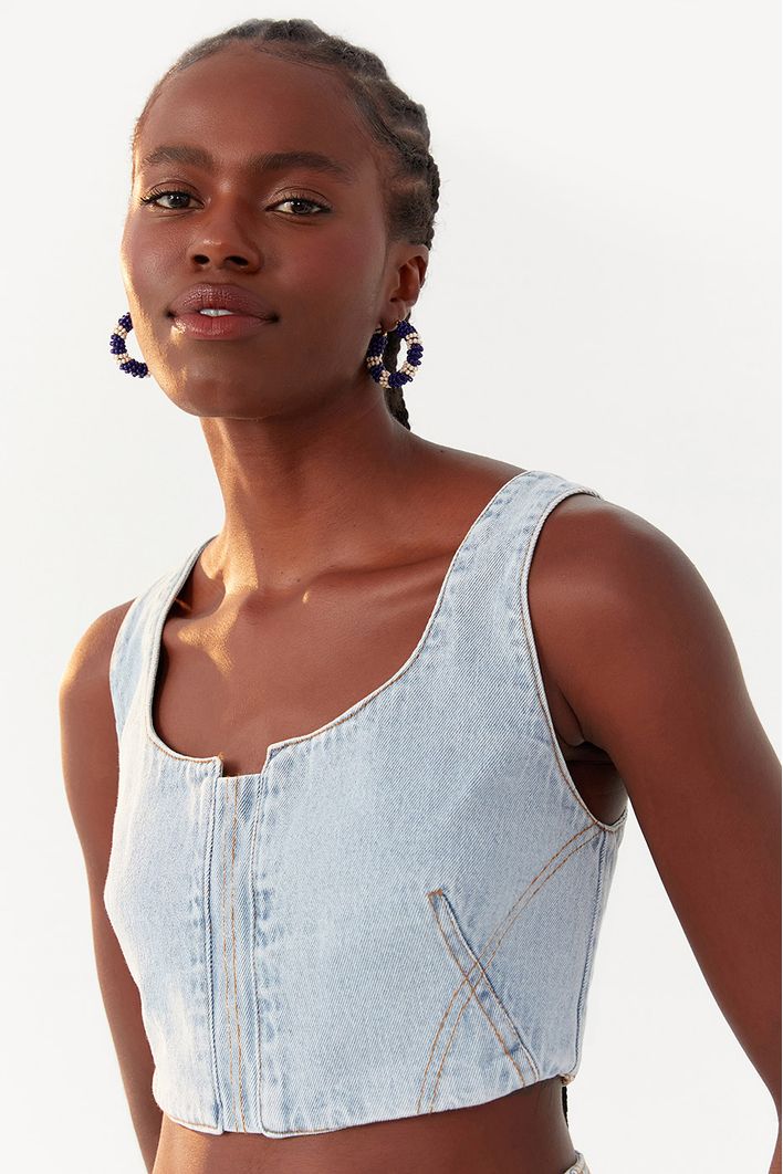 Blusa Jeans Reta