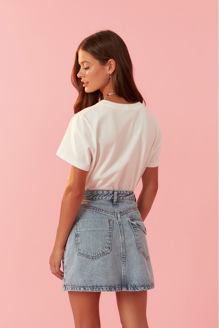 Saia Jeans Lapela