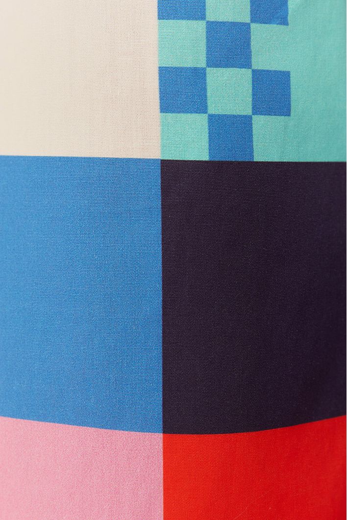 Calça Cropped Estampa Xadrez Navy