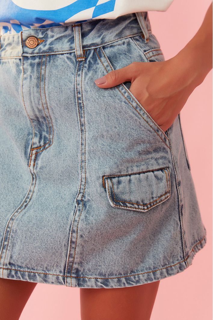 Saia Jeans Lapela