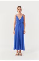 Vestido Longuete Linho Sobreposição