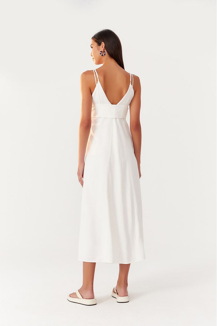 Vestido Longuete Linho Sobreposição