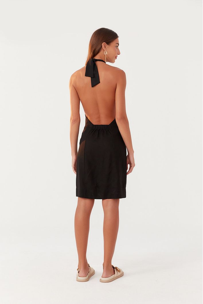 Vestido Curto Linho Bordado