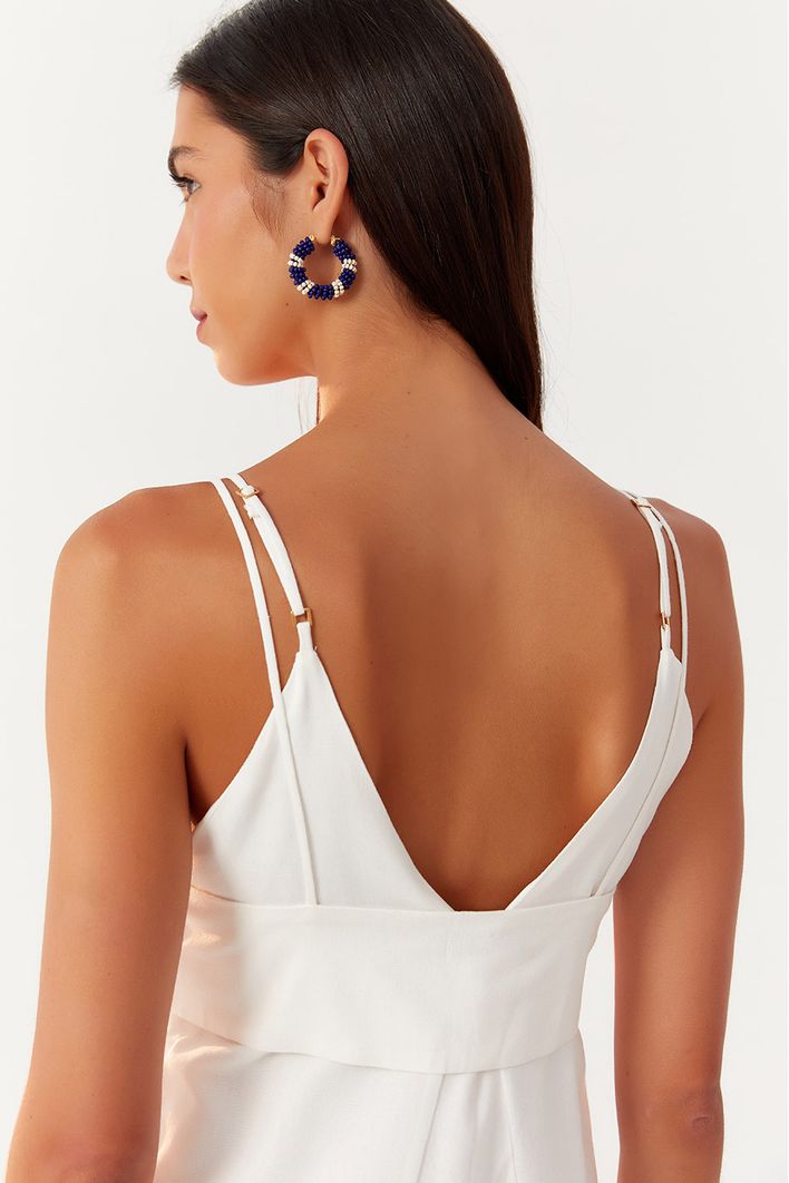 Vestido Longuete Linho Sobreposição